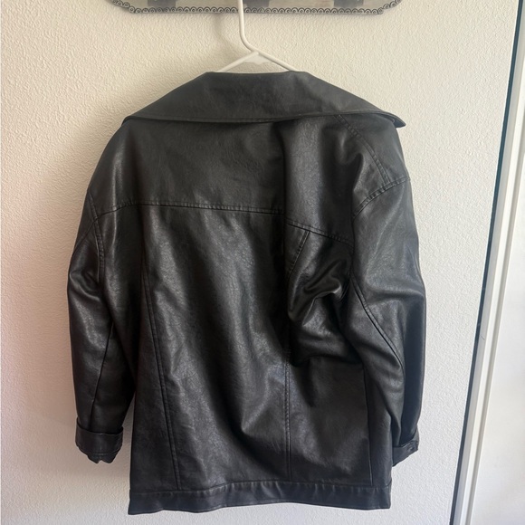 Princess Polly Black Faux Leather Oversized Moto Jacket - Picture 7 of 7